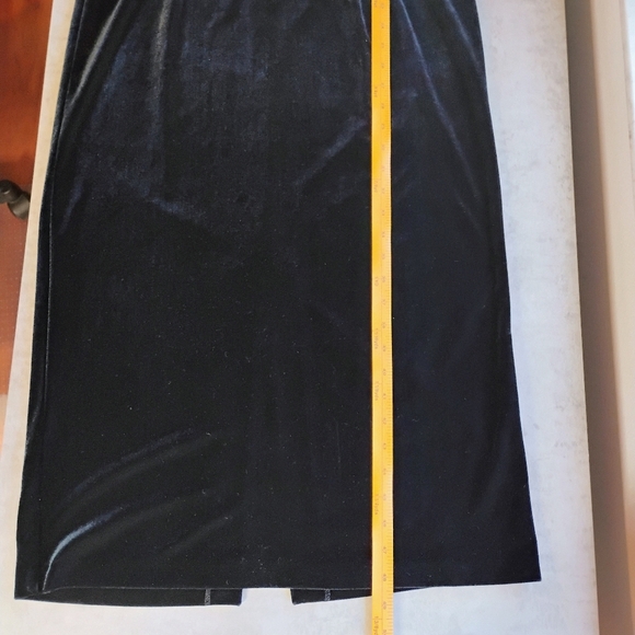 Vintage Robbie Bee Black Velvet Maxi Dress Bow Lace Sleeves Size 12 Petite - Picture 9 of 12